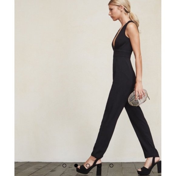 Reformation Petites 'Cecille' Plunge Jumpsuit - Picture 2 of 6